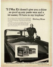 1968 Johnson J WAX KIT car wax STIRLING MOSS with Mercedes 280SL Vintage Ad picture