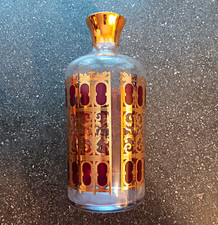 Vintage mid-century modern Culver glass decanter 22k gold filigree picture