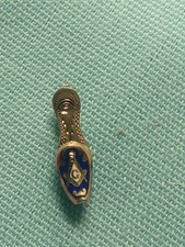 Vtg Masonic All Seeing Eye 10k Gold Widow Blue Slipper Enamel Pin 1/2g 3/4