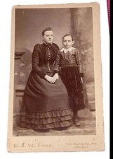 Nice Antique Cabinet Card Victorian Lady & Young Girl Photo Photograph 4” picture