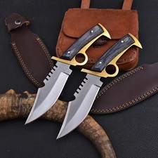 2 Pcs Set Custom Handmade Tracker Bowie Knife Fixed Blade Hunting Knife Sheath picture