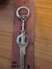 NOS Vintage Plymouth 1956 Emblem Logo Key Keychain Blank Uncut Accessory picture