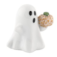 HEREND,  GHOST WITH PUMPKIN, BUTTERSCOTCH FISHNET #VHJ-16477,   NEW, MINT & BOX picture