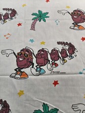 Vintage 1988 California Raisins Flat Sheet Full Size 80s Bedding Bibb VTG 80's picture