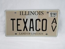 TEXACO Vanity Illinois License Plate 2014 Original AV Plate Texaco Gas & Oil picture
