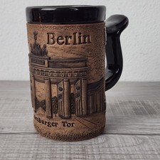 Vintage Ceramic Souvenir Mug 3D Embossed Berlin Germany Brandenburger Tor picture