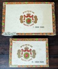 Vintage 1972 Punch Manuel Lopez Wooden Storage Boxes Lot 2 Empty Cedar Cases picture
