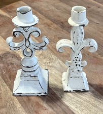 VINTAGE,PAIR CAST IRON CANDLE STICK HOLDERS 81/2