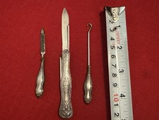 Early Circa Early 1900s Sterling Silver Women's Pocket Knife, Button Hook, File picture
