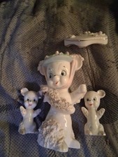 Vintage MCM Mouse3 Attached w/Chains & Umbrella 3 Figurines picture
