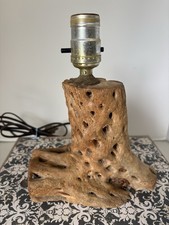 Vintage Cholla Cactus Wood Table Lamp Southwest Rustic Desert Decor 1950’s MCM picture