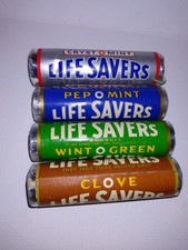 4 VINTAGE ROLLS LIFE SAVER CANDY CLOVE CRYST-O-MINT PEP-O-MINT WINT-O-GREEN picture