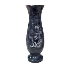 Vintage Marble gray Flower Vase W/Bamboo Plant Design 8