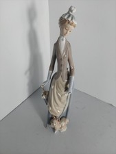 Vintage Large Lladro Lady with Dog Umbrella #4761 Made In Spain 14” Tall picture