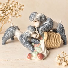 LLADRO **VERY RARE** POODLES WITH APPLEBASKET*** 1978-1982 picture
