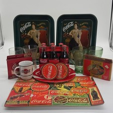 Vintage Coca-Cola Collector Lot Trays Glass Bottles Playing Cards Mug Placemats picture