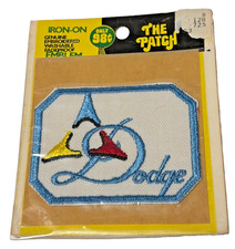 The Patch Dodge Logo Iron Or Sew On 2.5” x 3.5” Patch Mopar Blue Border Org. Pkg picture
