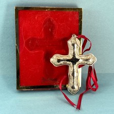 Vintage Gorham Silverplate Strasbourg Cross Christmas Ornament with Original Box picture
