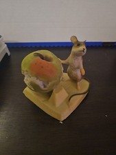 Coalport Mouse with apple on cheese figurine- RARE Handpainted England picture
