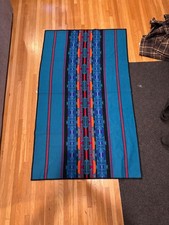Rare Vintage Pattern Pendelton Beaver State Throw - Turquoise Blue 34” x 65