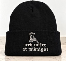 Dunkin Salem Iced Coffee At Midnight Black Beanie Halloween 2026 RARE Exclusive picture