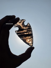 4” Midnight Lace Obsidian Arrowhead Hand Knapped, Lamellar Natural Stone Piece. picture