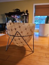 Vintage Fiberglass Bullet Planter With METAL stand Mid Century Modern picture