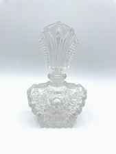 Vintage Large Art Deco Clear Cut Glass Perfume Bottle with Stopper Dauber Heavy picture