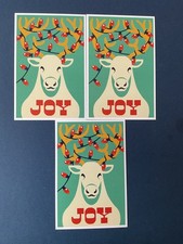 Lantern Press Postcard Christmas Joy, Reindeer, Retro Christmas picture