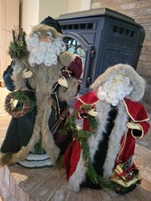 Two Santa Claus Figures One 25 Tall & The Second One Around 19 Tall Vintage picture