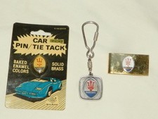 Vintage Maserati Money Clip, Key Chain Fob, & Pin / Tie Tack picture