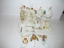 Lot of 11 Vintage White Cotton Batting Victorian Scrap Christmas Ornaments picture