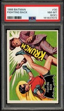 1966 TOPPS USA BATMAN BLACK BAT #30 Fighting Back Robin PSA 8 NM-MT oc Card picture