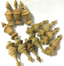 12Pcs Teak Wooden Finial 3 Types Antique furniture Home Decor DIY Unpainted picture