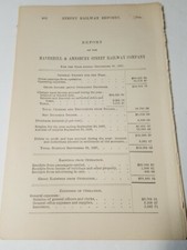 1898 trolley train document HAVERHILL & AMESBURY STREET RAILWAY Merrimac MASS picture