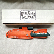 Bark River Hunting Fixed Blade Knife Drop Point Plain Edge Micarta Sheath Box picture