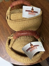 NEW - TWO Small Bolga Basket African Natural Market Baskets picture