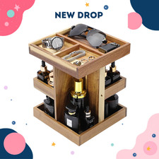 NEW 3 Tier Rotating Cologne Organizer Wooden Perfume Shelf for Men Desk Display picture