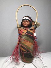 Vintage Large Indian Native American Skookum Papoose Doll ~ Rare Looking Left picture