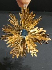 Vintage Waterford Holiday Heirlooms Gold Tone Starburst Blue Crystal Ornament picture