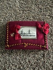 Rare USS Prairie US Navy Silk Satin Pillow Cover with Fringe Souvenir Sweetheart picture