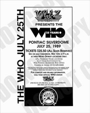 1989 THE WHO 25 Years Concert Pontiac Silverdome Newspaper Ad Repro 8x10 Photo picture