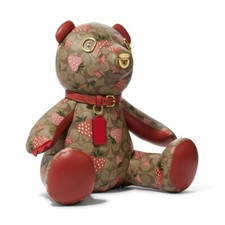 Coach Collectible Teddy Bear Logo Signature Canvas Wild Strawberry 16” NEW picture