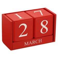 Vintage Wood Block Perpetual Calendar Reusable Wooden Blocks 6.1