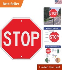 Reflective Stop Sign 12x12 in Rust-Free Aluminum - Durable and Weather-Resistant picture