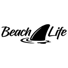 BEACH LIFE SHARK FIN OCEAN SAND YACHT FISHING BOAT VINYL DECAL STICKER (BL-02) picture