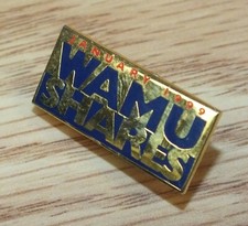 Vintage January 1999 Wamu Shares Collectible Blue & Gold Tone Lapel Pin picture