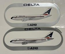 2X DELTA AIRLINES A310 Bumper Sticker 1980s 3.5x7 Inch Airbus Airplane Unused picture