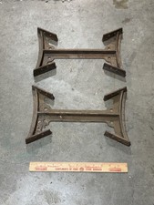Pair of VINTAGE INDUSTRIAL STEEL SALVAGE BRACKET TABLE TOOL HARDWARE ART USA picture
