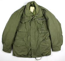 Vintage 80's US Navy Seabees M65 OG-107 Cold Weather Field Jacket W/Liner Large picture